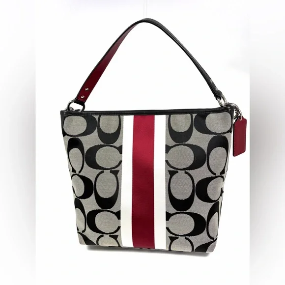 Coach OP Art Stripe Hobo/Shoulder Bag  Excellent Preowned - Picture 2 of 10